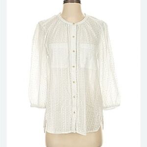 Anthropologie Akemi + Kin Textured Sheer Button Down Blouse, M